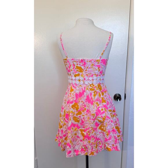 Lilly Pulitzer Lenora Lace Cut Out Sundress Mini in Ooh La La Size 6 - Picture 4 of 5